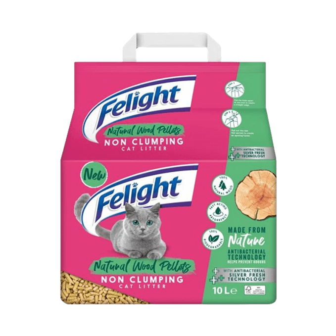 Felight Natural Wood Pellets Non Clumping Cat Litter